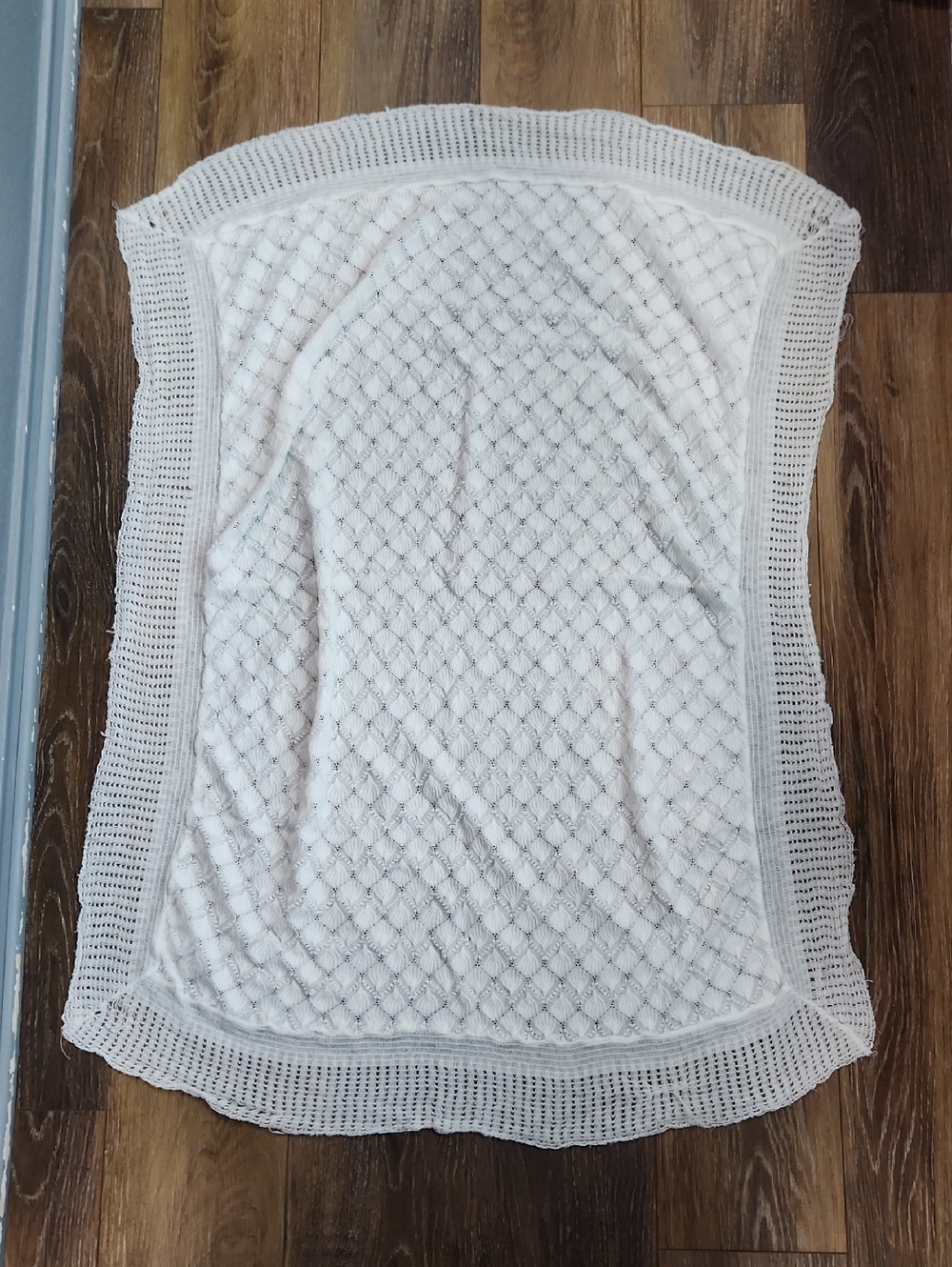 Baby Kisses White Knit Acrylic Rayon Blanket